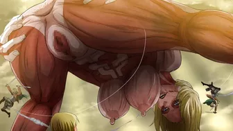 Attack on Titan female Titan Anne fucks Mikasa in forest showing big ass & big boobs hentai anime