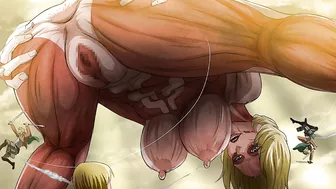 Attack on Titan female Titan Anne fucks Mikasa in forest showing big ass & big boobs hentai anime