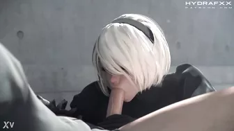 Nier Automata 2B Giving A Blowjob Rule 34