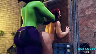 She-Hulk pounding Black Widow