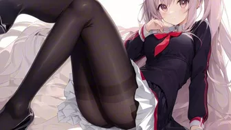 Cute anime girls wearing pantyhose tights compilation