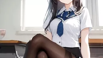 Cute anime girls wearing pantyhose tights compilation