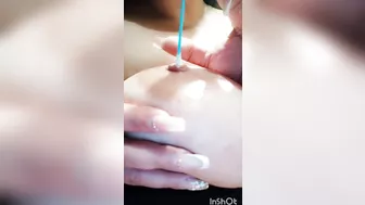 fucking my beautiful nipples with swab