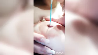 fucking my beautiful nipples with swab