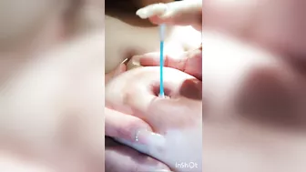 fucking my beautiful nipples with swab