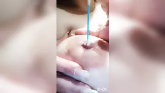 fucking my beautiful nipples with swab