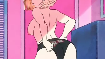 Android 18 from Dragon Ball Z is showing of her perfect ass and pussy