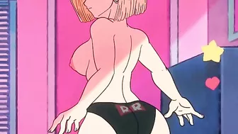 Android 18 from Dragon Ball Z is showing of her perfect ass and pussy