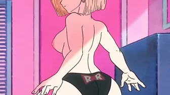 Android 18 from Dragon Ball Z is showing of her perfect ass and pussy