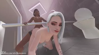 Pharah X Ashe anal dildo bathroom