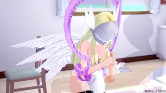 Angewomon Blows and Swallows A Massive Load. Digimon Hentai