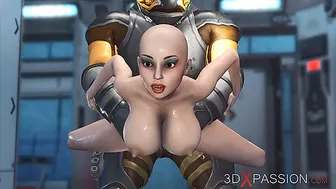 Super hot sexy girl has hard anal sex with alien monster