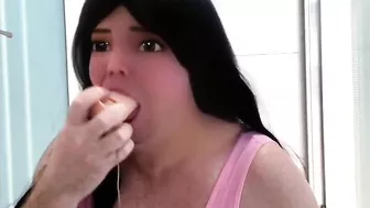 Massive dildo deepthroat