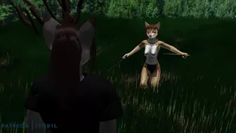 3d hentai cartoon bdsm, femdom cowgirl, threesome in furry forest