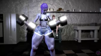 Widowmaker Works Out (Muscle Growth Animation)