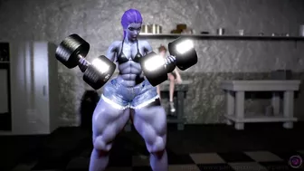 Widowmaker Works Out (Muscle Growth Animation)