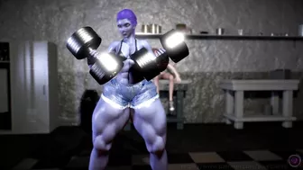 Widowmaker Works Out (Muscle Growth Animation)