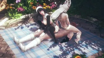 Beautiful Queen + Nun - Threesome - Hentai (Uncensored)