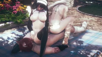 Beautiful Queen + Nun - Threesome - Hentai (Uncensored)