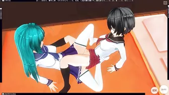 3D HENTAI Schoolgirls Lesbians Fuck With A Vibrator