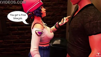 Kiriko from Overwatch offers a blowjob to a random guy