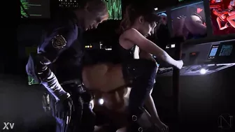 Claire Redfield and Ada Wong banged by Leon during Racoon City incident (Resident Evil parody by Niisath)