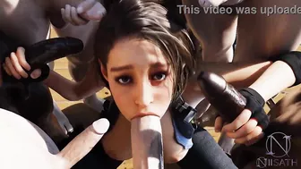 Jill Valentine banged by entire Racoon City PD , enjoying her time with squad (Resident Evil parody by Niisath)