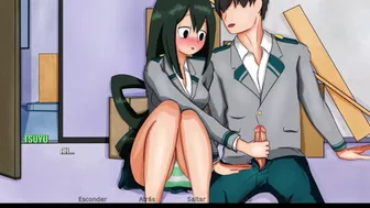 Masturbando a la bella Tsuyu de My Hero Academy - RE:Hero Academy