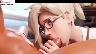 Futanari Pharah Enjoy Deep Blowjob From Mercy In Private Room | Hottest Futa Overwatch Hentai 4k