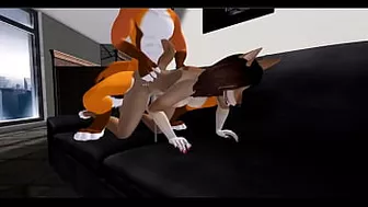 perra furry teniendo sexo con un zorro