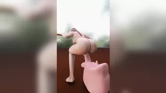 3D Gostosa sentando em um consolo grosso