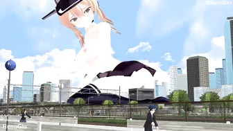 [Nude/Extended] Giantess Prinz Eugen - [MMD] (Old)