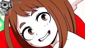 uraraka peparandose de regalo