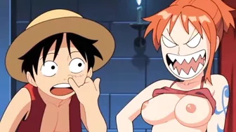 Nami tries to take Luffy treasure and ends up getting fucked and filled with cum uncensored