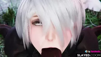 2B is such a cumslut (Nier Automata game 3d animation loop with sound)