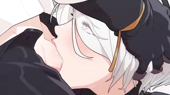 2B sucks cock down throat