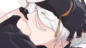 2B sucks cock down throat