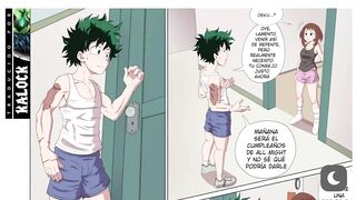 Deku se folla a uraraka mientras planean el regalo de all might