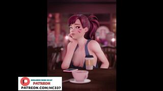 D.VA AND SOMBRA HAVE SOME FUN IN THE CAFE / OVERWATCH HENTAI STORY ANIMATION 60FPS