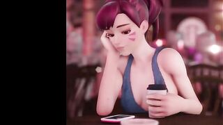 D.VA AND SOMBRA HAVE SOME FUN IN THE CAFE / OVERWATCH HENTAI STORY ANIMATION 60FPS