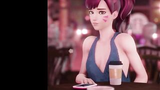 D.VA AND SOMBRA HAVE SOME FUN IN THE CAFE / OVERWATCH HENTAI STORY ANIMATION 60FPS