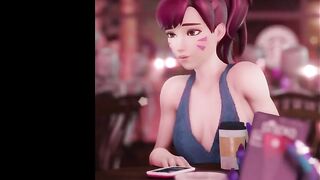 D.VA AND SOMBRA HAVE SOME FUN IN THE CAFE / OVERWATCH HENTAI STORY ANIMATION 60FPS