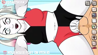 Hole House Game - Harley Quinn Bent over Doggystyle Dripping Creampie Orgasm