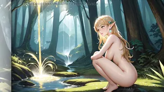 Nude Elf Girl Having Fun in the River