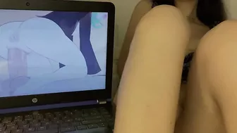 Big boob girl masturbating to HENTAI PORN