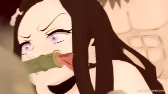 Demon Slayer hentai Nezuko anal creampied by Inosuke 3D animation