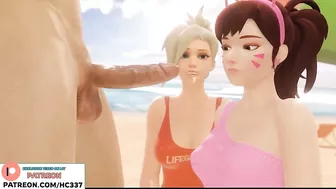 D.VA FIRST TIME TRUING BLOWJOB ON THE BEACH | OVERWATCH HENTAI ANIMATION