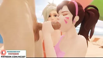 D.VA FIRST TIME TRUING BLOWJOB ON THE BEACH | OVERWATCH HENTAI ANIMATION