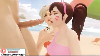 D.VA FIRST TIME TRUING BLOWJOB ON THE BEACH | OVERWATCH HENTAI ANIMATION