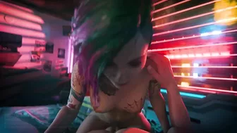 Cyberpunk 3d porn - Judy rides V till massive creampie